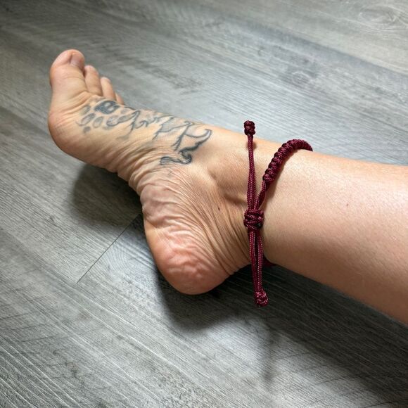 Anklet NEW Wine Maroon Snake 95 Paracord Adjustable USA Handmade - Picture 3 of 5